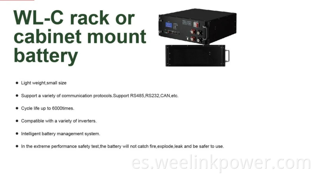 48V 200AH Batería de montura de montaje en rack